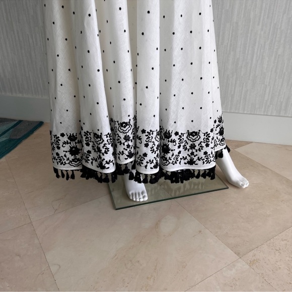 Zimmermann polka dot white and black linen dress with embroidery and tassels - Picture 4 of 6